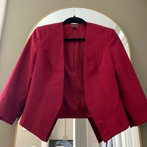 Express Cranberry Collarless Open Blazer